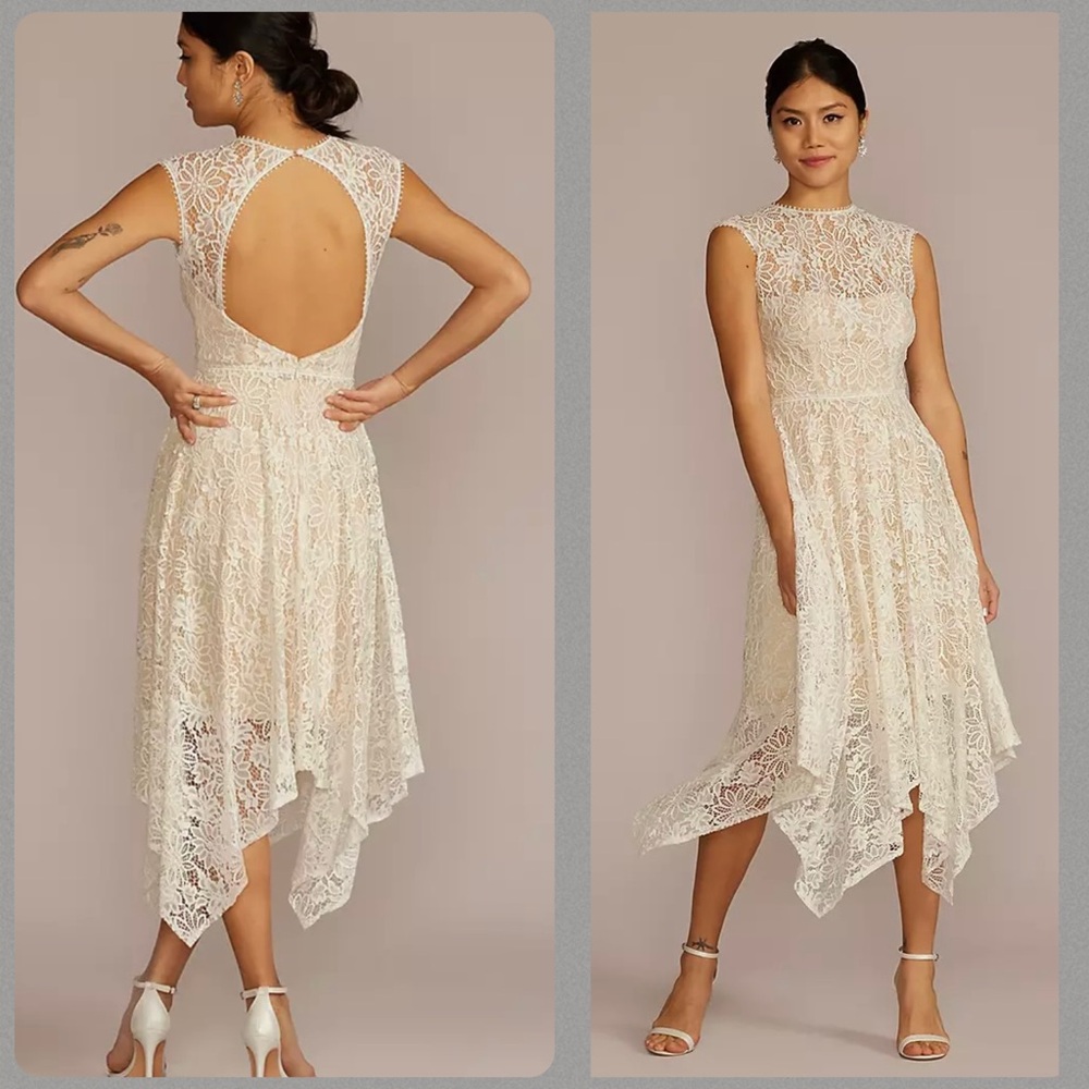 David’s Bridal Lace Bridal Shower/Wedding   Dress with in soft white